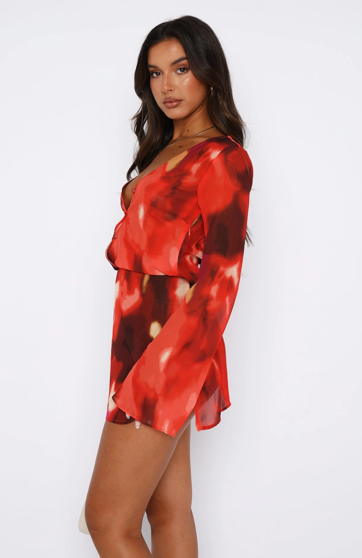 All We Wanted Long Sleeve Mini Dress Sunset Blur - Image 3
