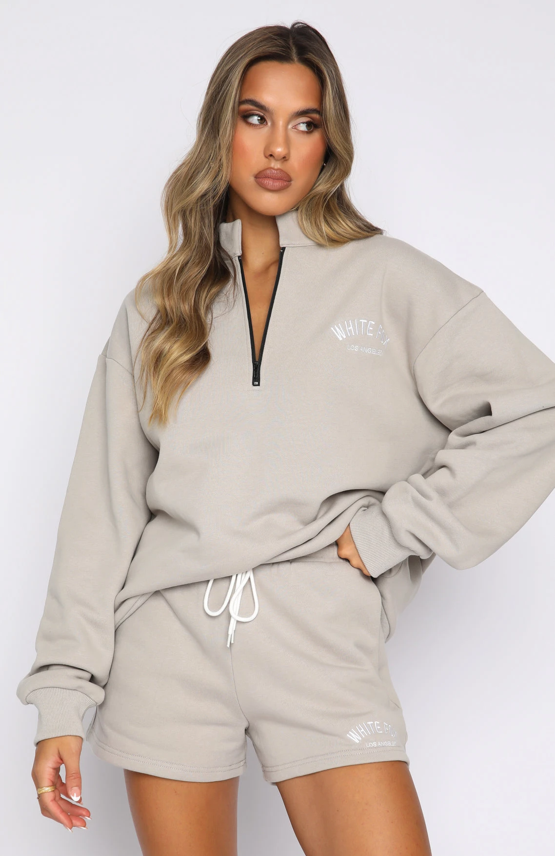 The Highest Demand Zip Front Sweater Taupe - Image 2