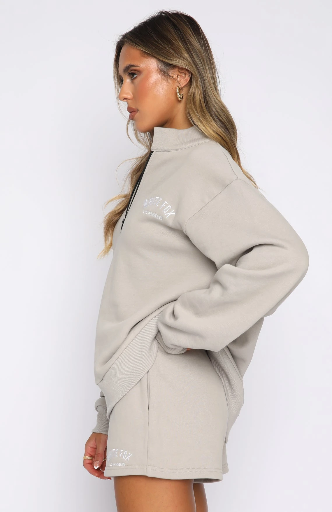 The Highest Demand Zip Front Sweater Taupe - Image 3