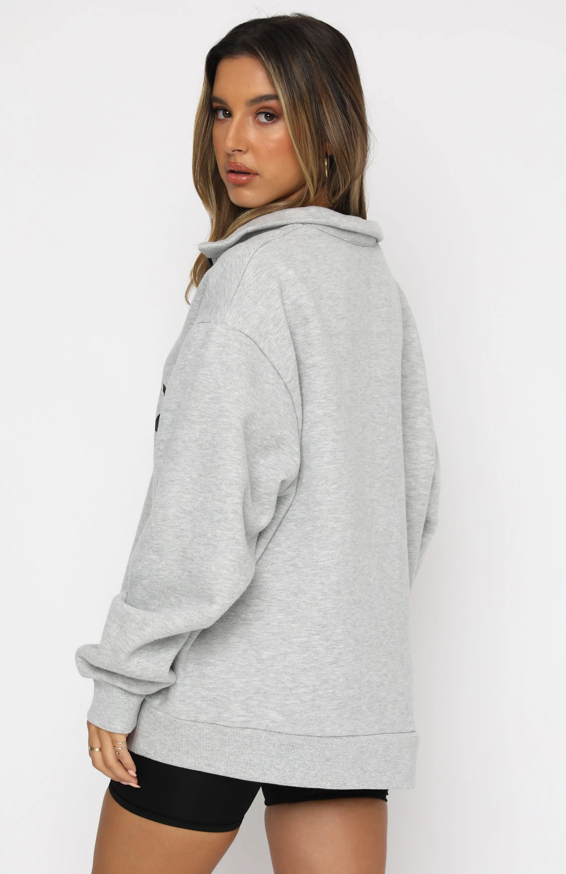 High Standard Zip Front Sweater Grey Marle - Image 4