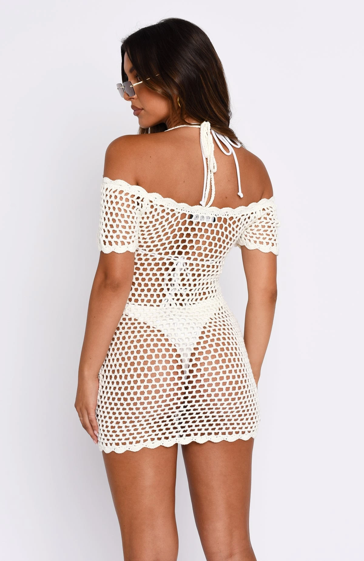Wanna Be With You Crochet Mini Dress Off White - Image 4