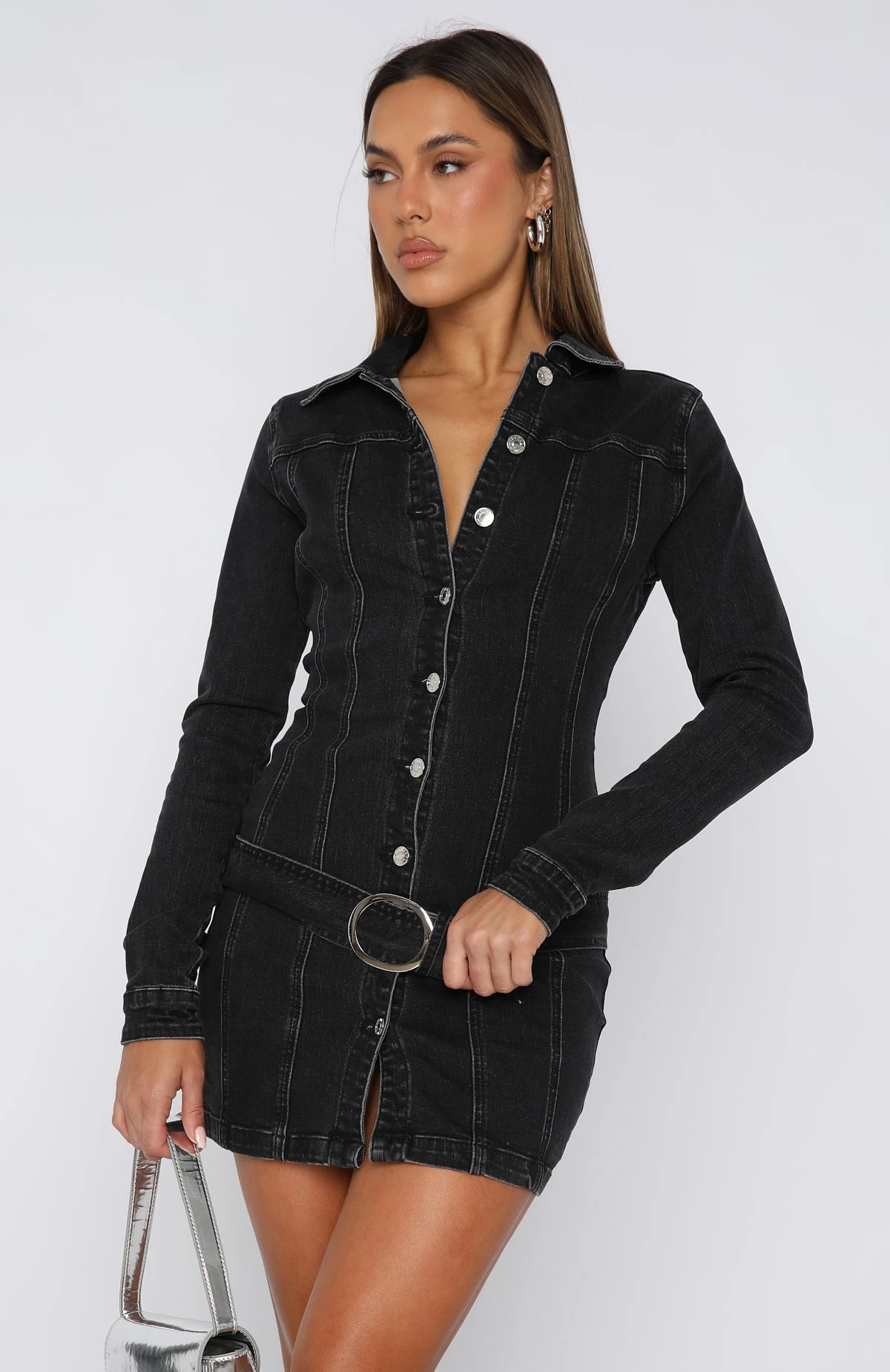 No Replacing You Long Sleeve Mini Dress Vintage Black - Image 2