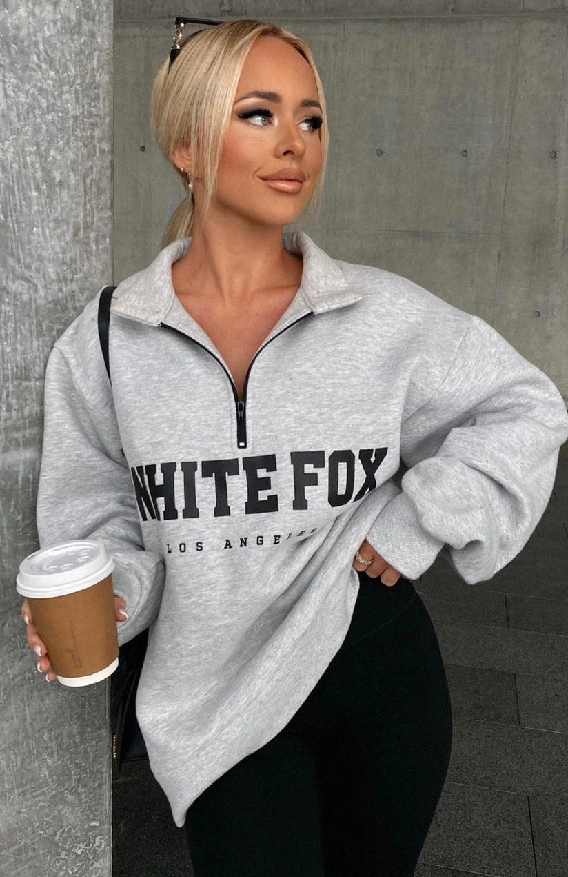 High Standard Zip Front Sweater Grey Marle - Image 7