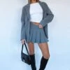 Romance With You Mini Skirt Charcoal