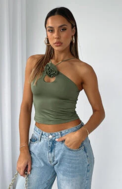Big Decisions Rosette Top Olive