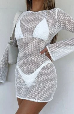 With Me Long Sleeve Mini Dress White