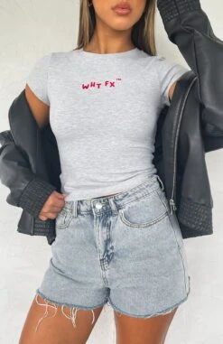 Fine Without You Baby Tee Grey Marle